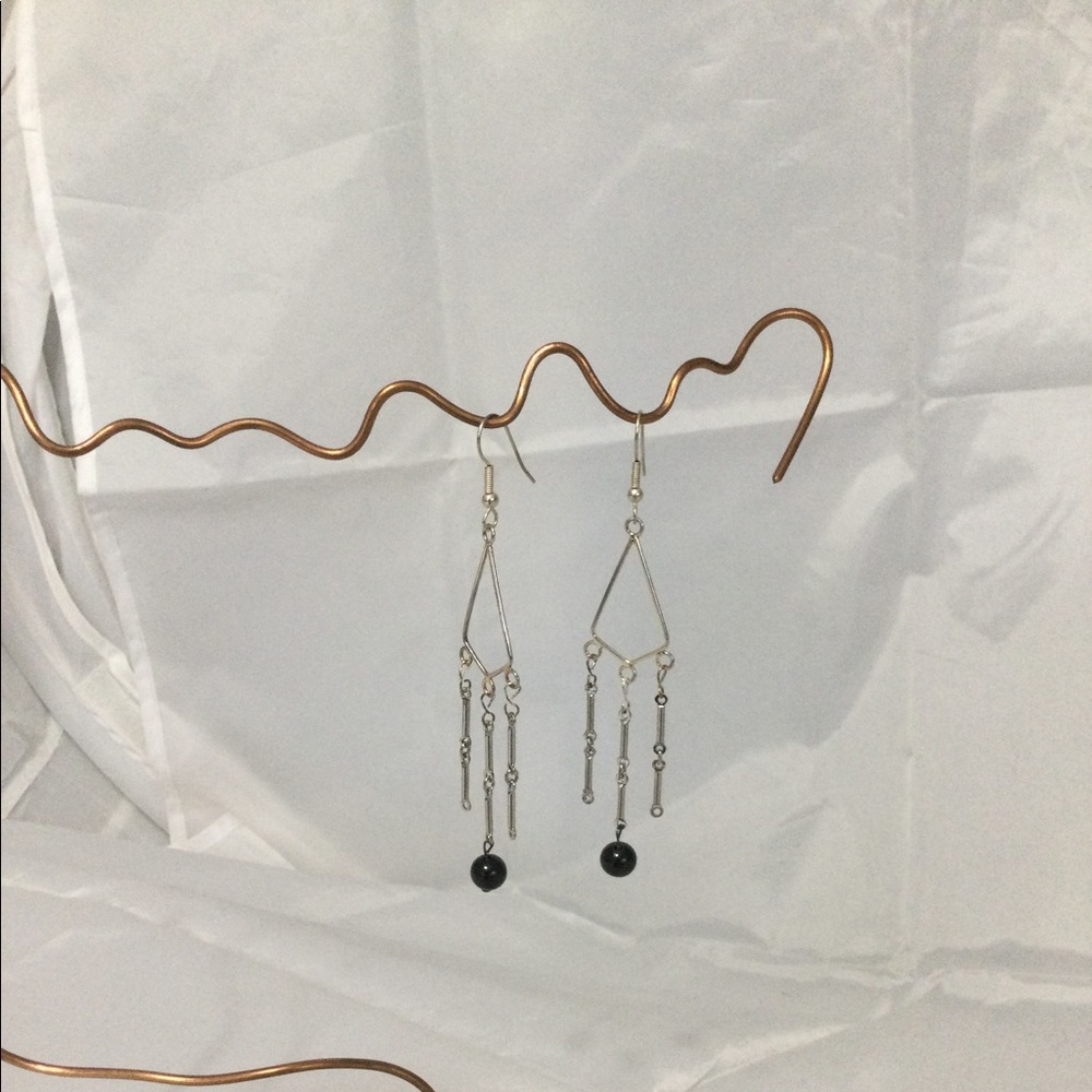 Vintage Silver & Black Elegant Dangle Wires - Picture 5 of 9